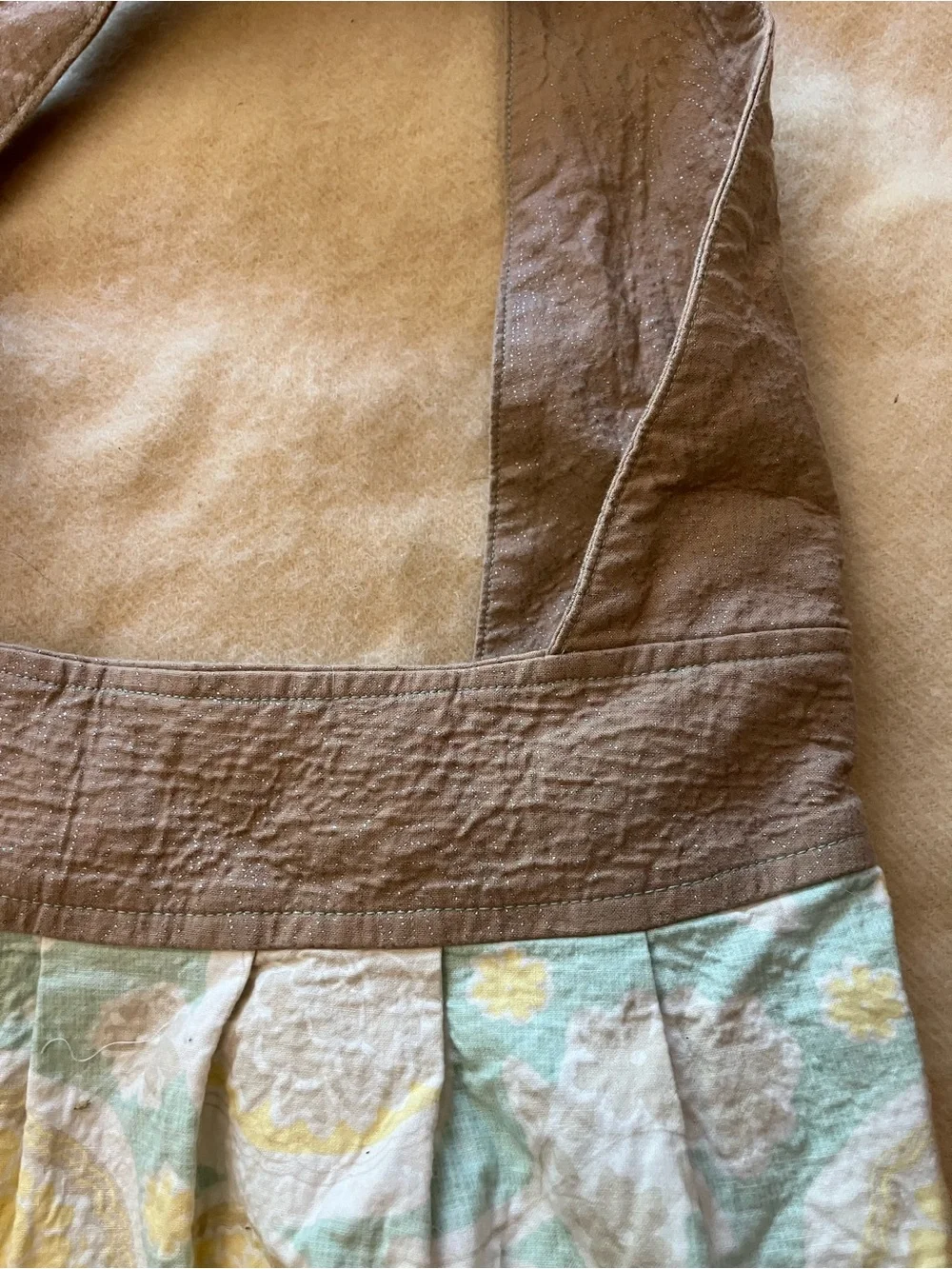 Reversible, handmade cotton, hobo bag pastels big pockets and wide shoulder